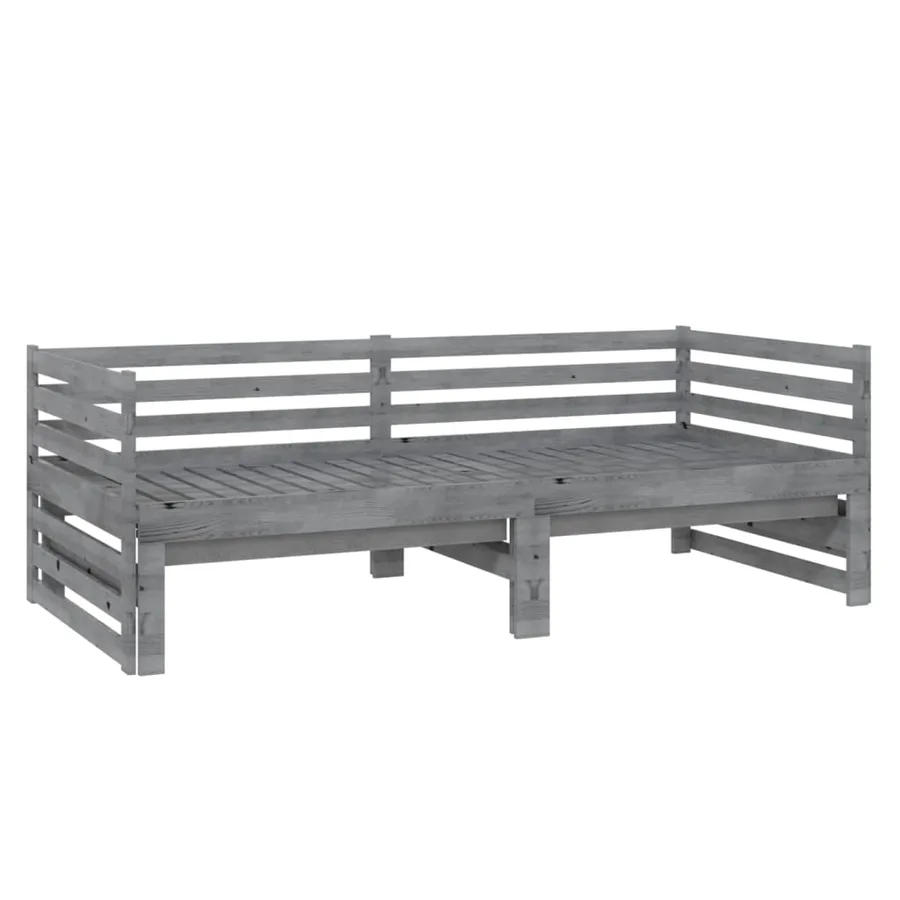 Lit coulissant sans matelas gris 2x(90x200) cm - 6