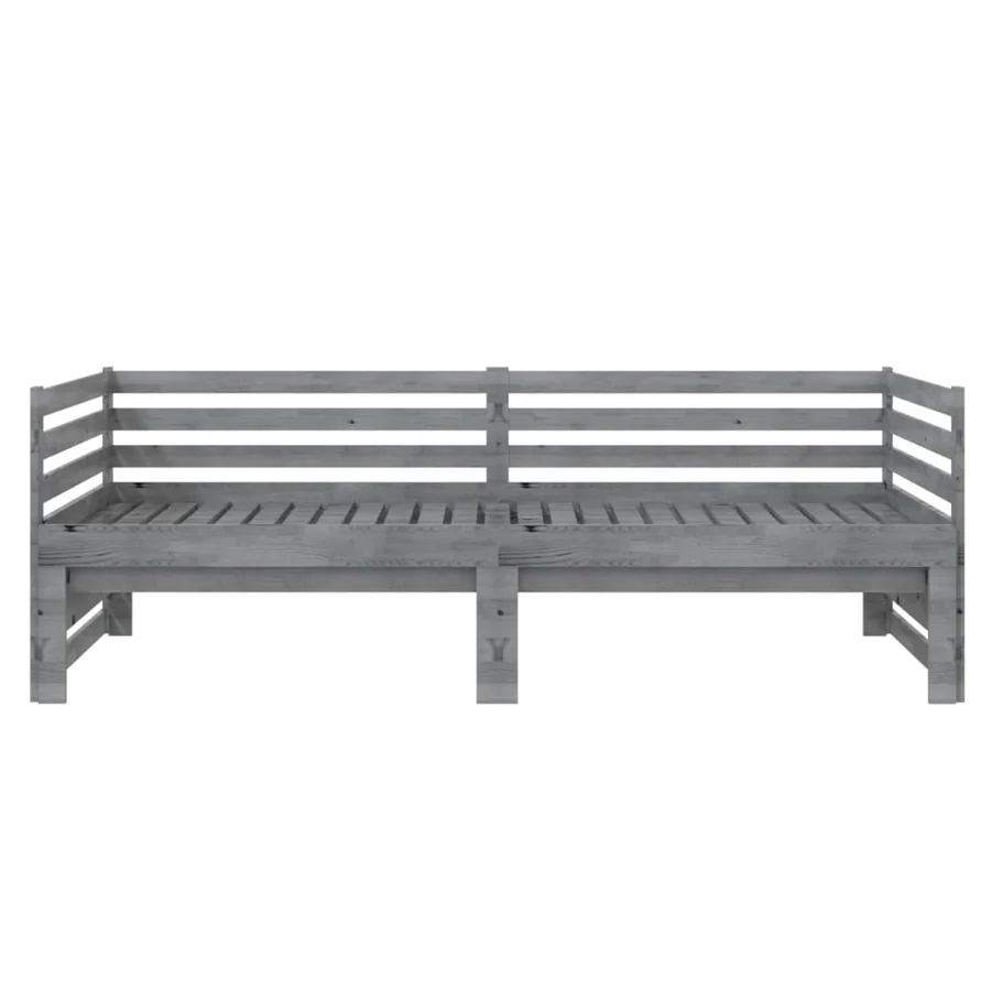 Lit coulissant sans matelas gris 2x(90x200) cm - 7