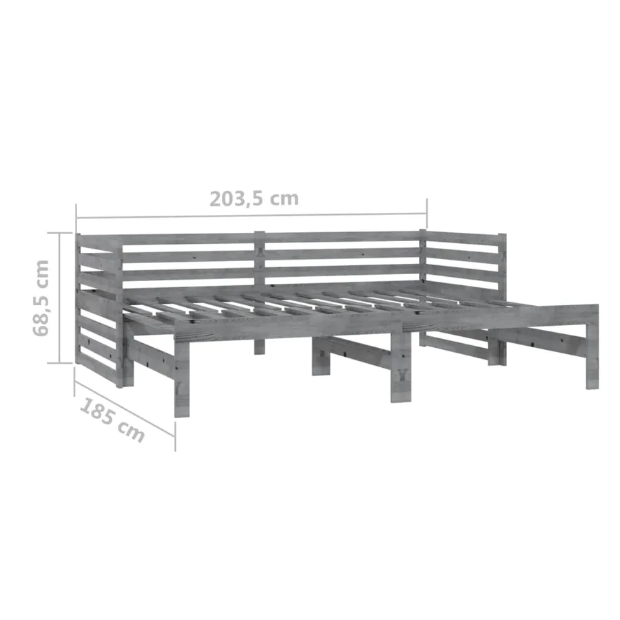 Lit coulissant sans matelas gris 2x(90x200) cm - 9