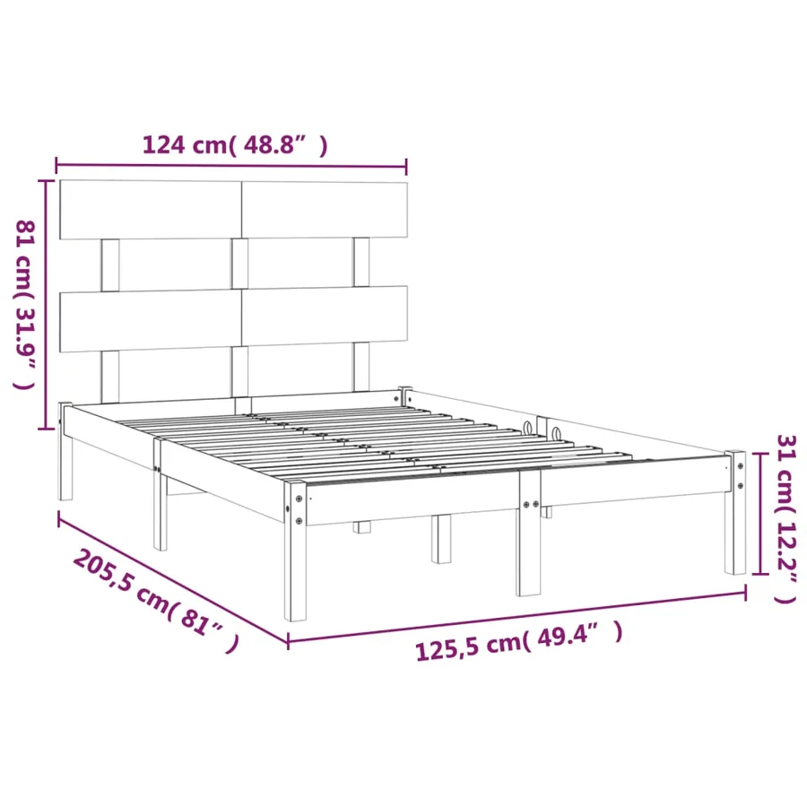 Cadre de lit sans matelas 120x200 cm bois massif - 6