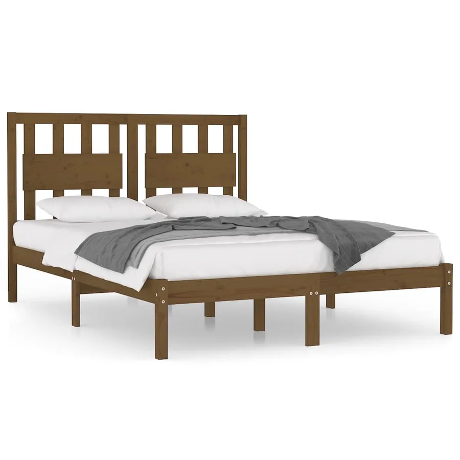Cadre de lit sans matelas marron miel bois massif 200x200 cm - 2