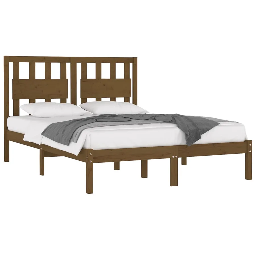 Cadre de lit sans matelas marron miel bois massif 200x200 cm - 3