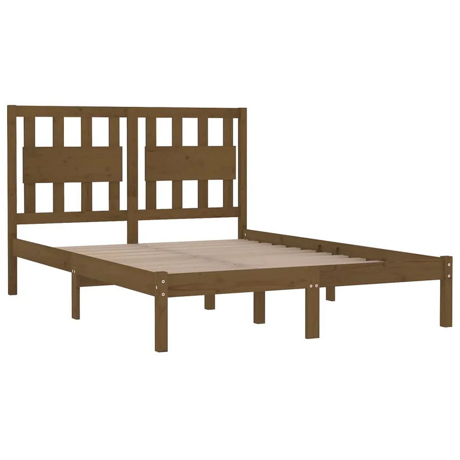 Cadre de lit sans matelas marron miel bois massif 200x200 cm - 4