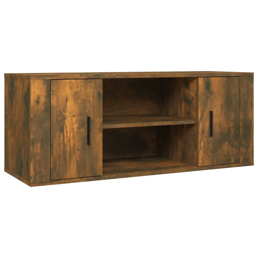 Meuble TV Chêne fumé 100x35x40 cm Bois d'ingénierie - 2