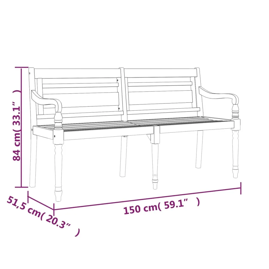 Banc Batavia avec coussin vert 150 cm Bois de teck massif - 8