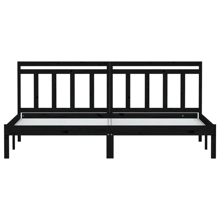 Cadre de lit sans matelas noir bois massif 200x200 cm - 4