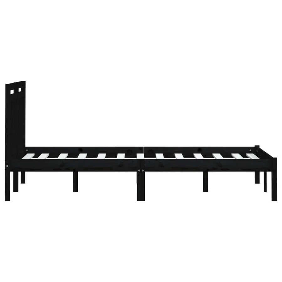 Cadre de lit sans matelas noir bois massif 200x200 cm - 5