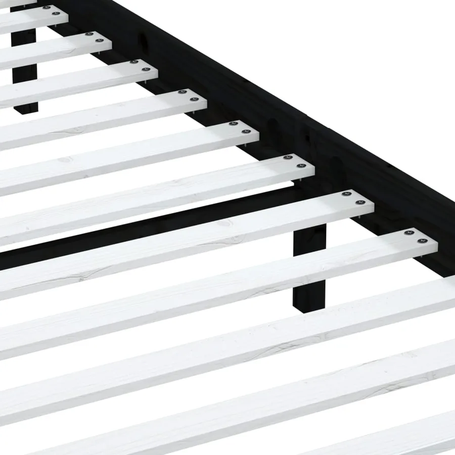 Cadre de lit sans matelas noir bois massif 200x200 cm - 6