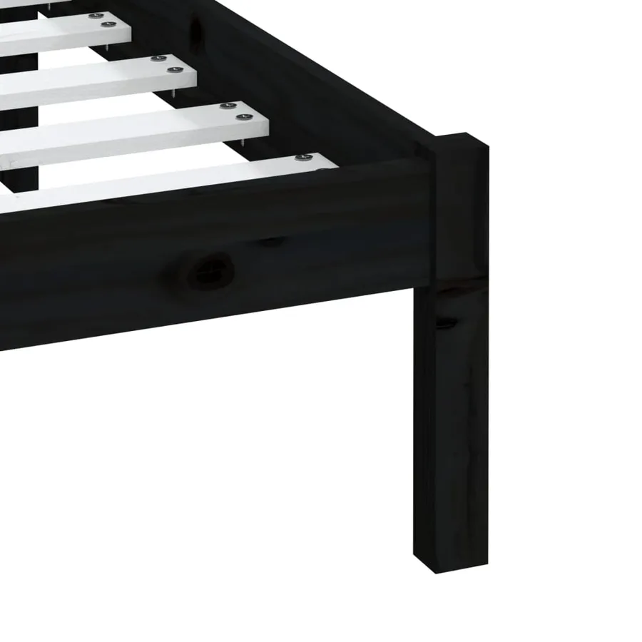 Cadre de lit sans matelas noir bois massif 200x200 cm - 7
