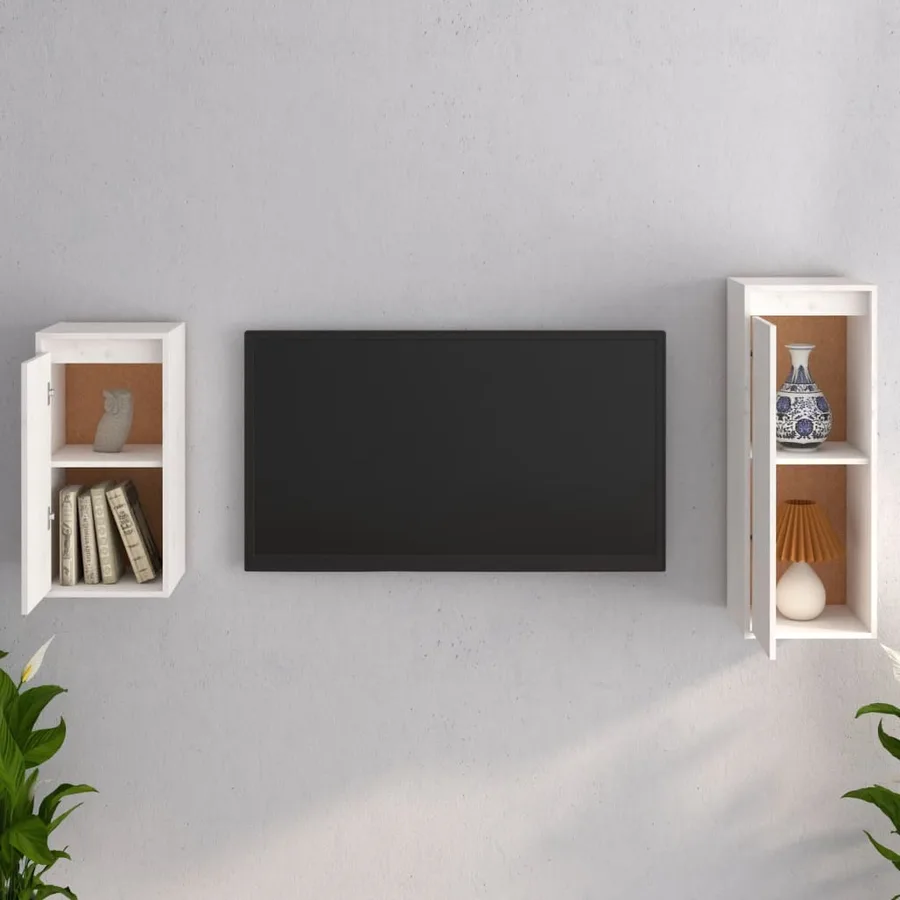 Meubles TV 2 pcs Blanc Bois massif de pin - 3