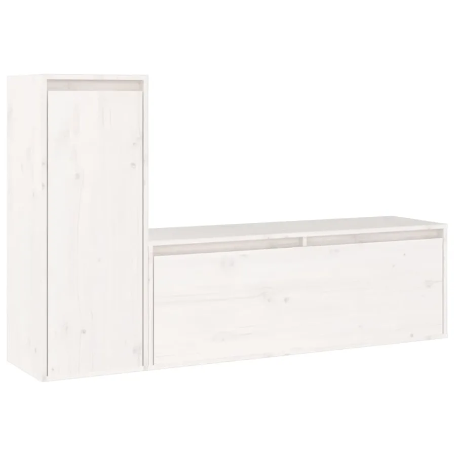 Meubles TV 2 pcs Blanc Bois massif de pin - 2