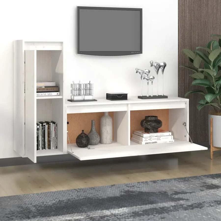 Meubles TV 2 pcs Blanc Bois massif de pin - 3