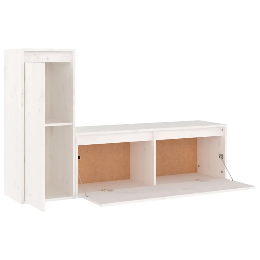Meubles TV 2 pcs Blanc Bois massif de pin - 4