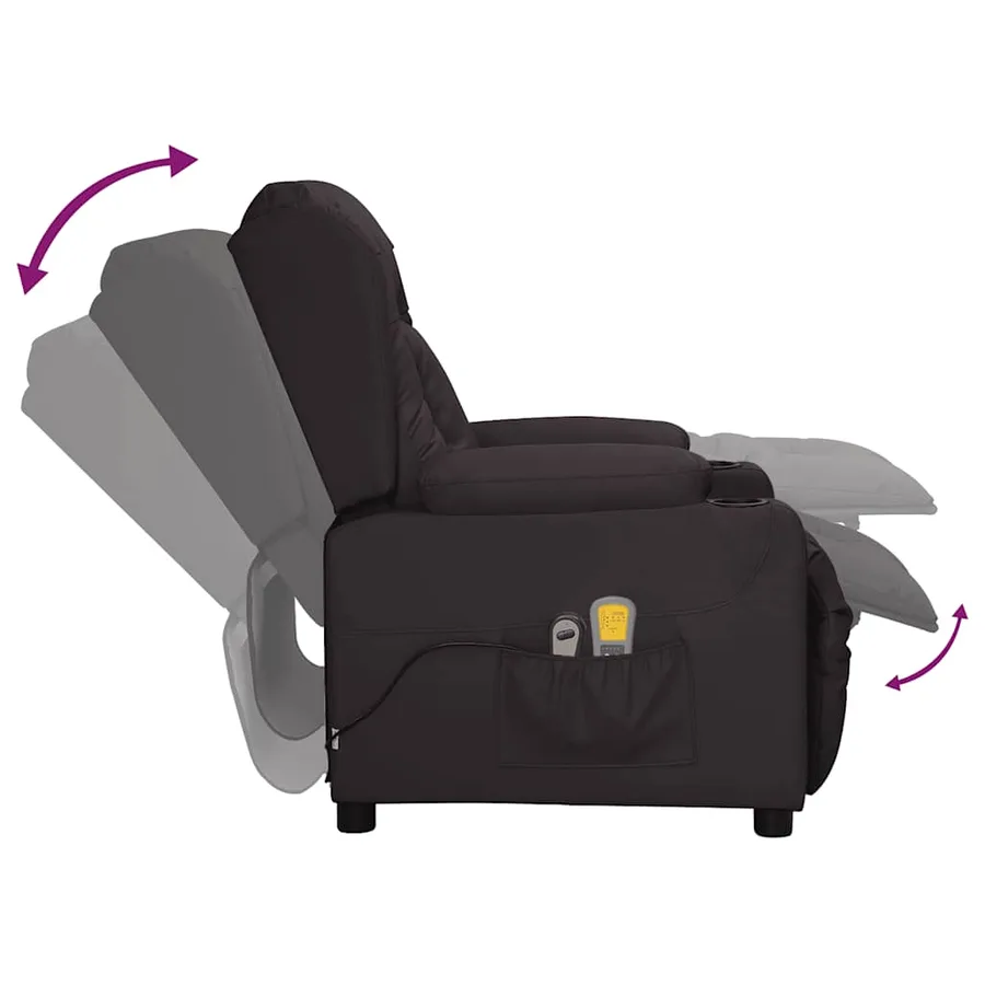 Fauteuil électrique de massage Noir Similicuir - 7