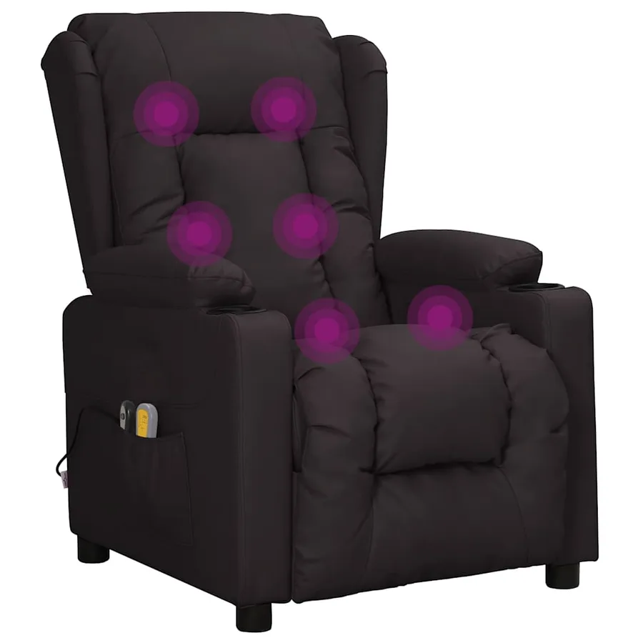 Fauteuil électrique de massage Noir Similicuir - 8
