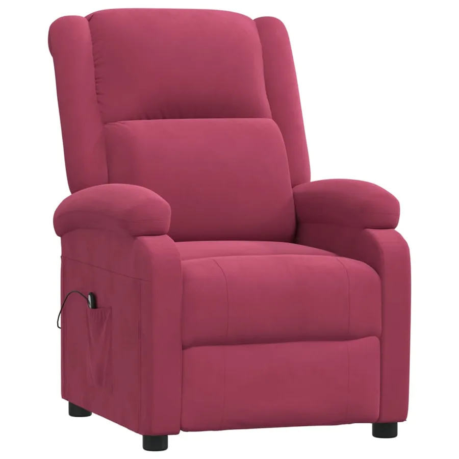 Fauteuil inclinable électrique rouge bordeaux velours - 3