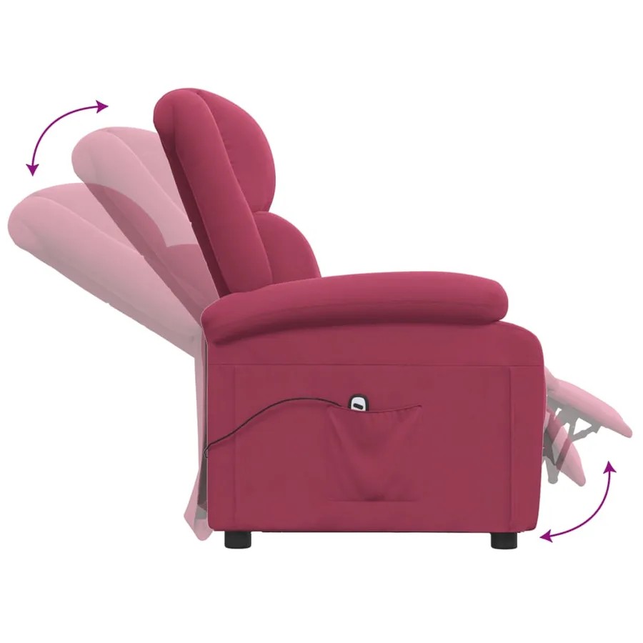 Fauteuil inclinable électrique rouge bordeaux velours - 7