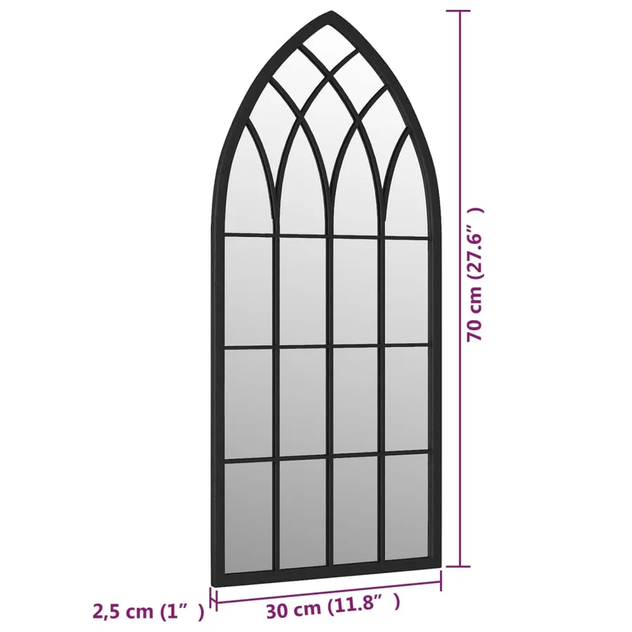Miroir Noir 70x30 cm Fer pour utilisation à l'intérieur - 6
