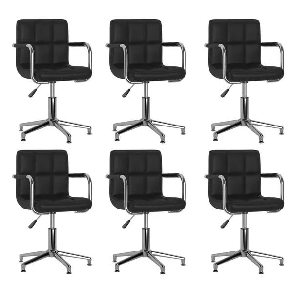 Chaises pivotantes à manger lot de 6 noir similicuir