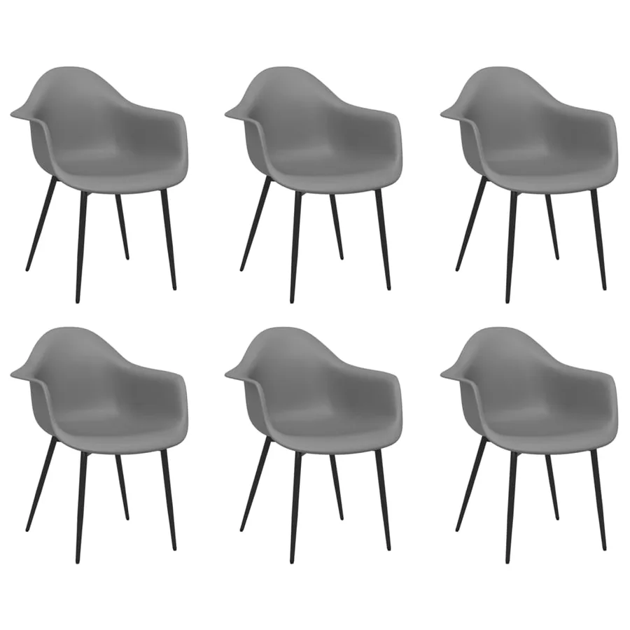 Chaises à manger lot de 6 gris PP - 2