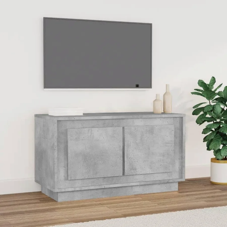 Meuble TV gris béton 80x35x45 cm bois d'ingénierie
