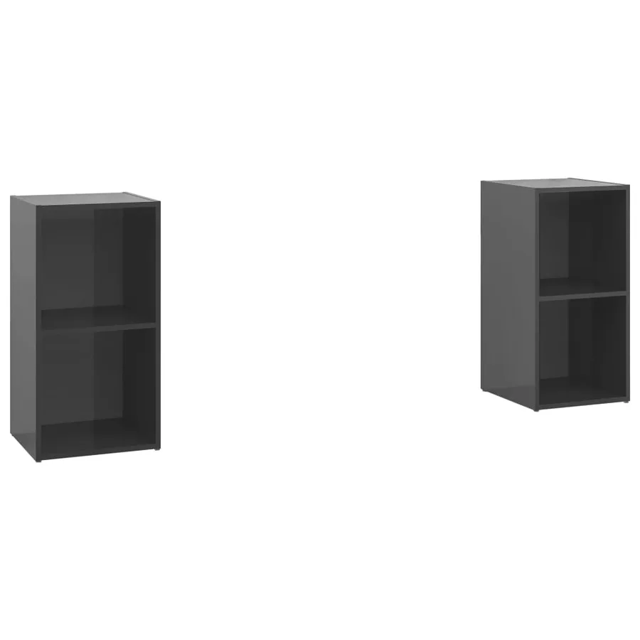 Meubles TV 2 pcs Gris brillant 72x35x36,5 cm Bois d'ingénierie - 2