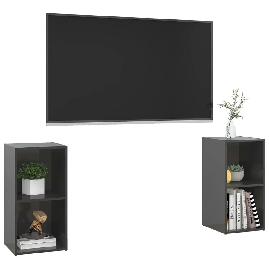 Meubles TV 2 pcs Gris brillant 72x35x36,5 cm Bois d'ingénierie - 3