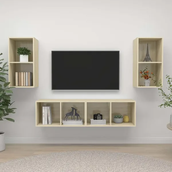 Meubles TV muraux 4 pcs Chêne sonoma Bois d'ingénierie