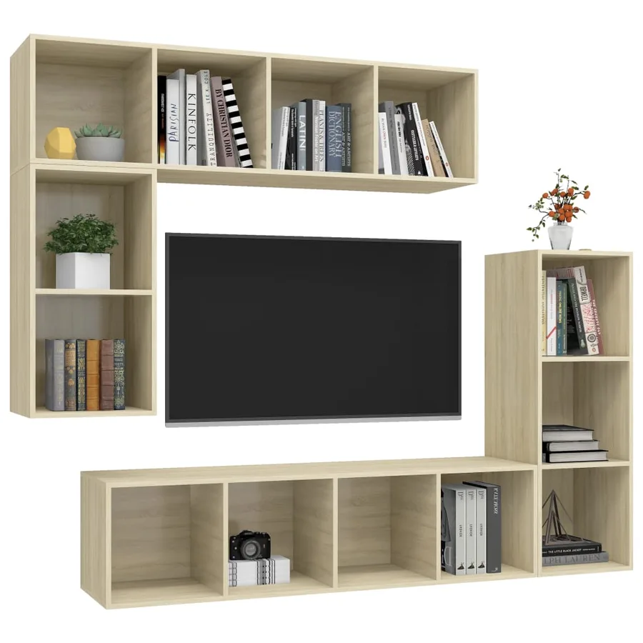 Ensemble de meubles TV 4 pcs Chêne sonoma Bois d'ingénierie - 3