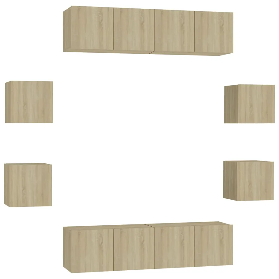 Ensemble de meubles TV 8 pcs Chêne sonoma Bois d'ingénierie - 2