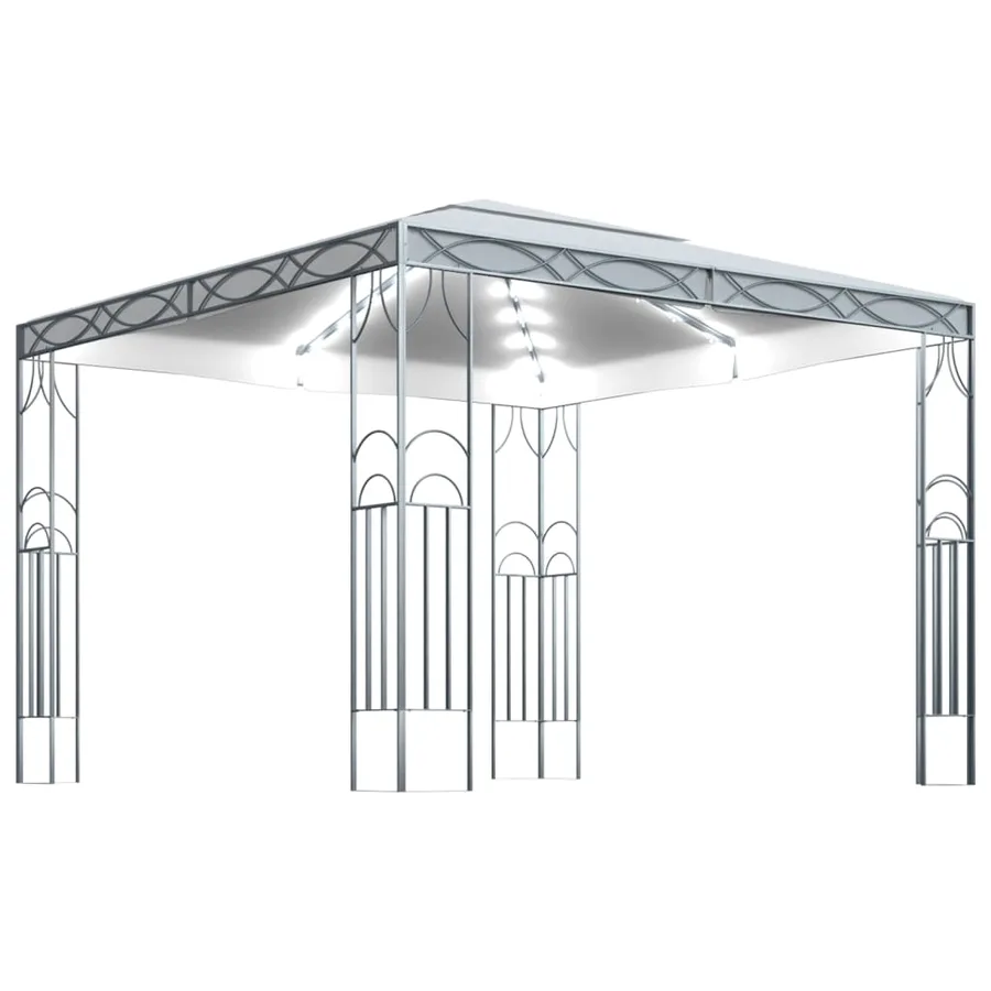 Tonnelle avec guirlande lumineuse à LED 300x300 cm Crème - 2