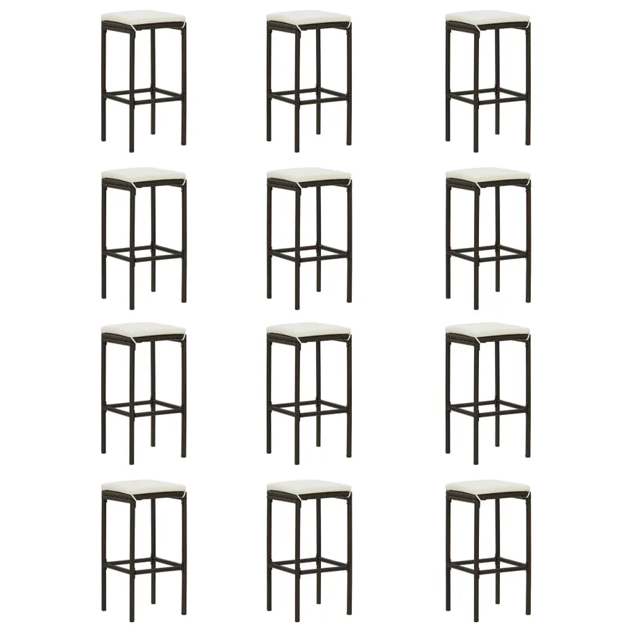 Ensemble de bar de jardin 16 pcs coussins Résine tressée Marron - 7