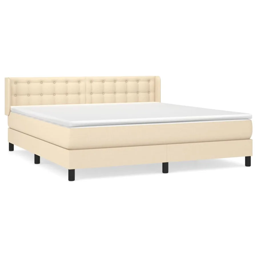 Sommier à lattes de lit avec matelas Crème 180x200 cm Tissu - 2