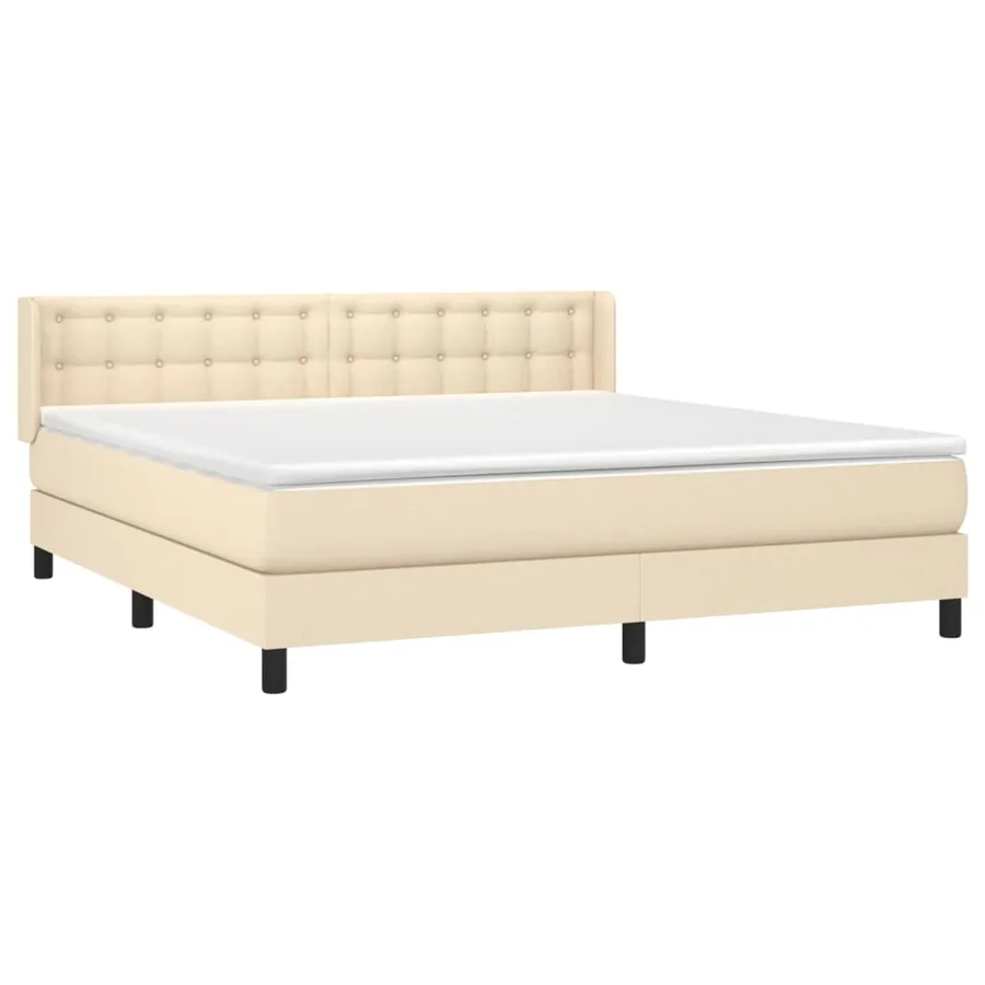 Sommier à lattes de lit avec matelas Crème 180x200 cm Tissu - 3