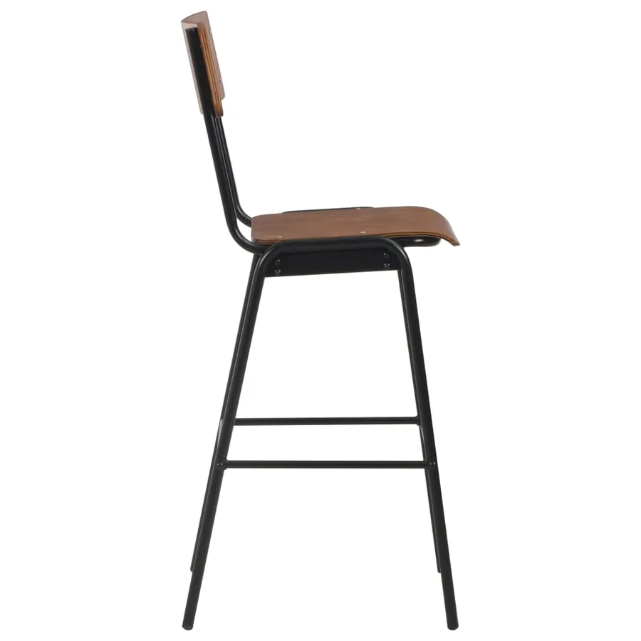 Chaises de bar lot de 6 contreplaqué solide et acier - 4