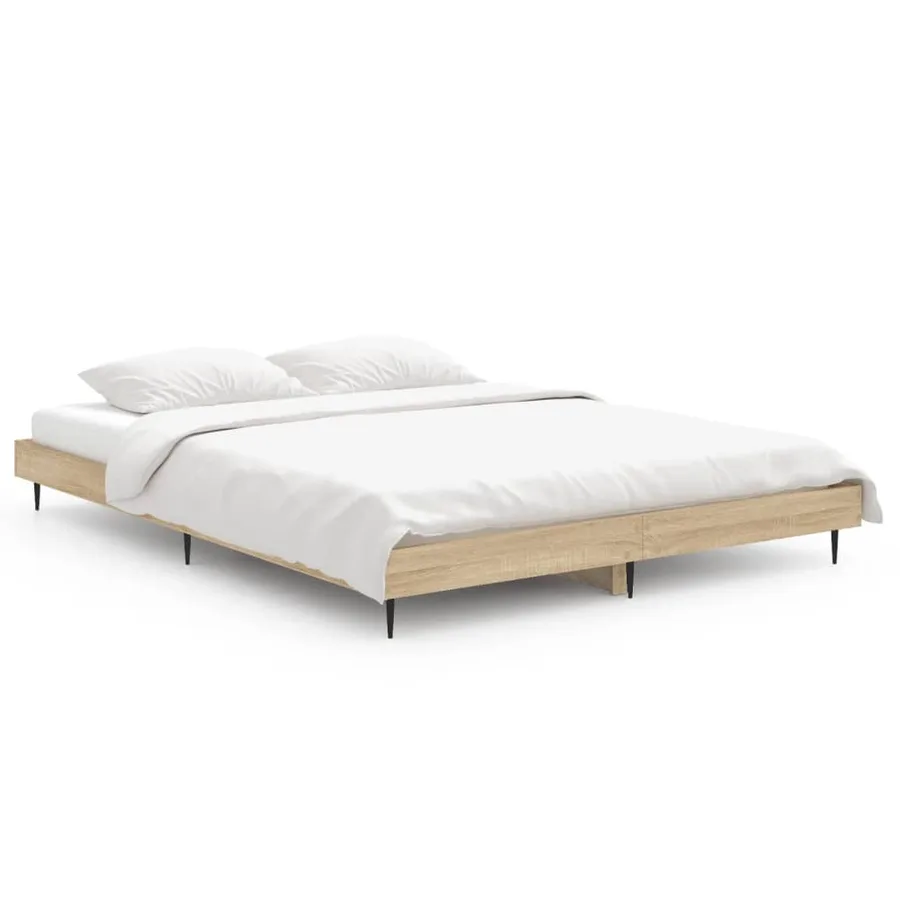 Cadre de lit sans matelas chêne sonoma 135x190 cm - 2