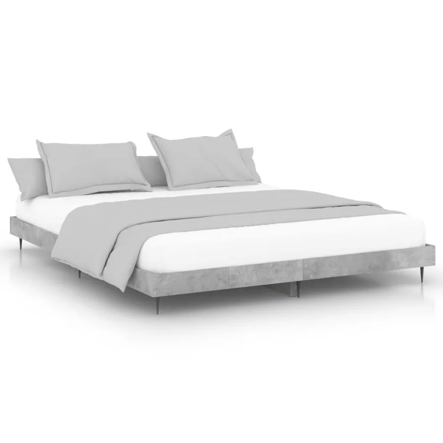 Cadre de lit sans matelas gris béton 200x200 cm - 2