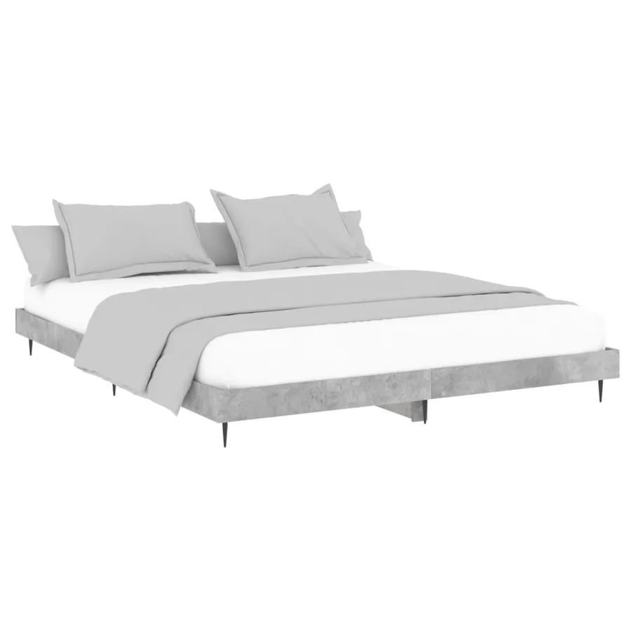Cadre de lit sans matelas gris béton 200x200 cm - 3