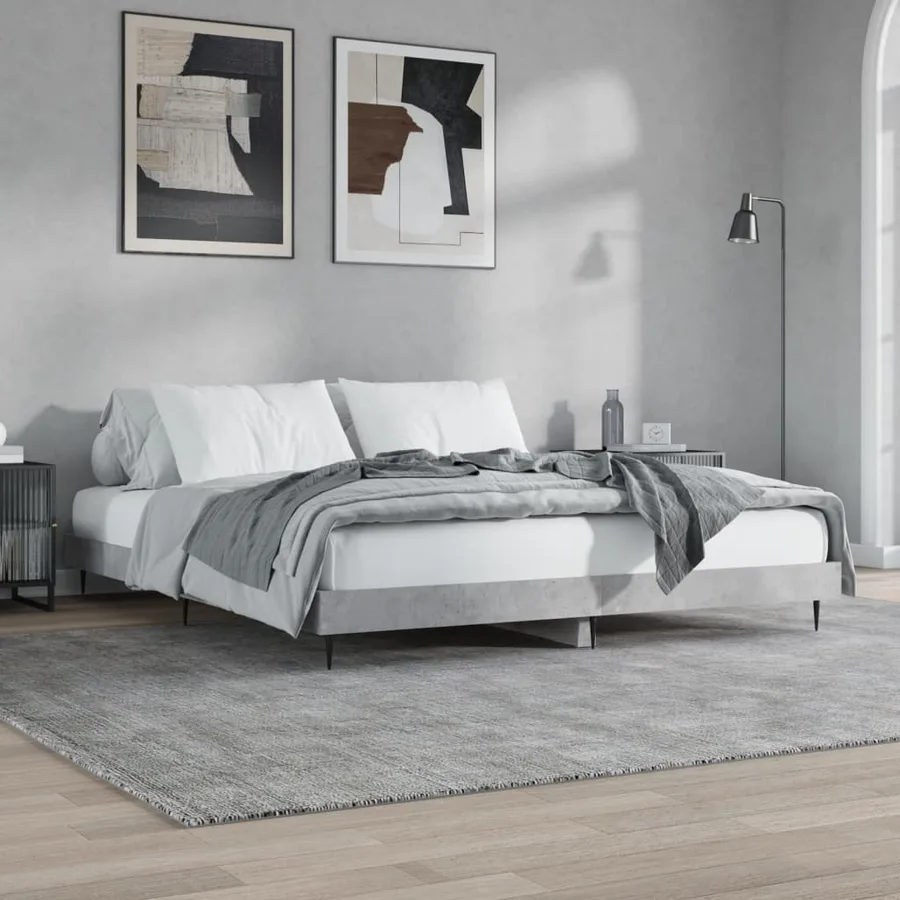 Cadre de lit sans matelas gris béton 200x200 cm - 4