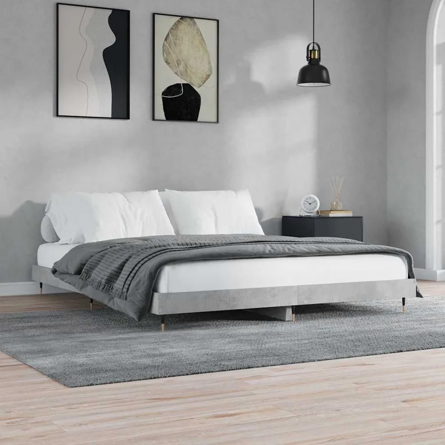 Cadre de lit sans matelas gris béton 120x200 cm - 4