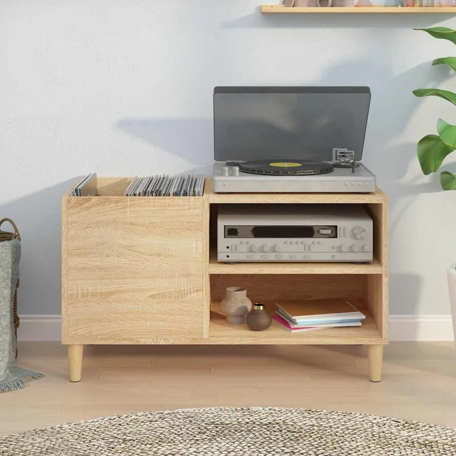 Armoire à disques chêne sonoma 84,5x38x48 cm bois d'ingénierie - 3