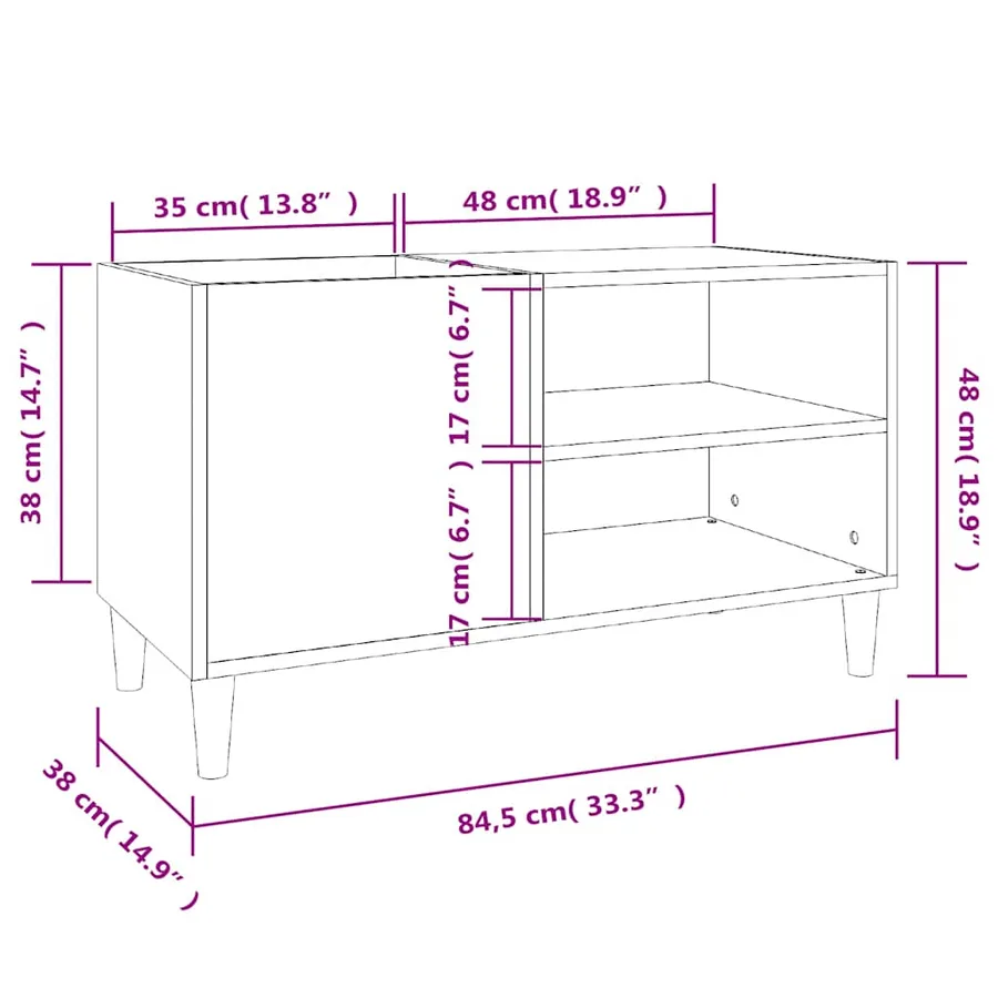 Armoire à disques chêne sonoma 84,5x38x48 cm bois d'ingénierie - 8
