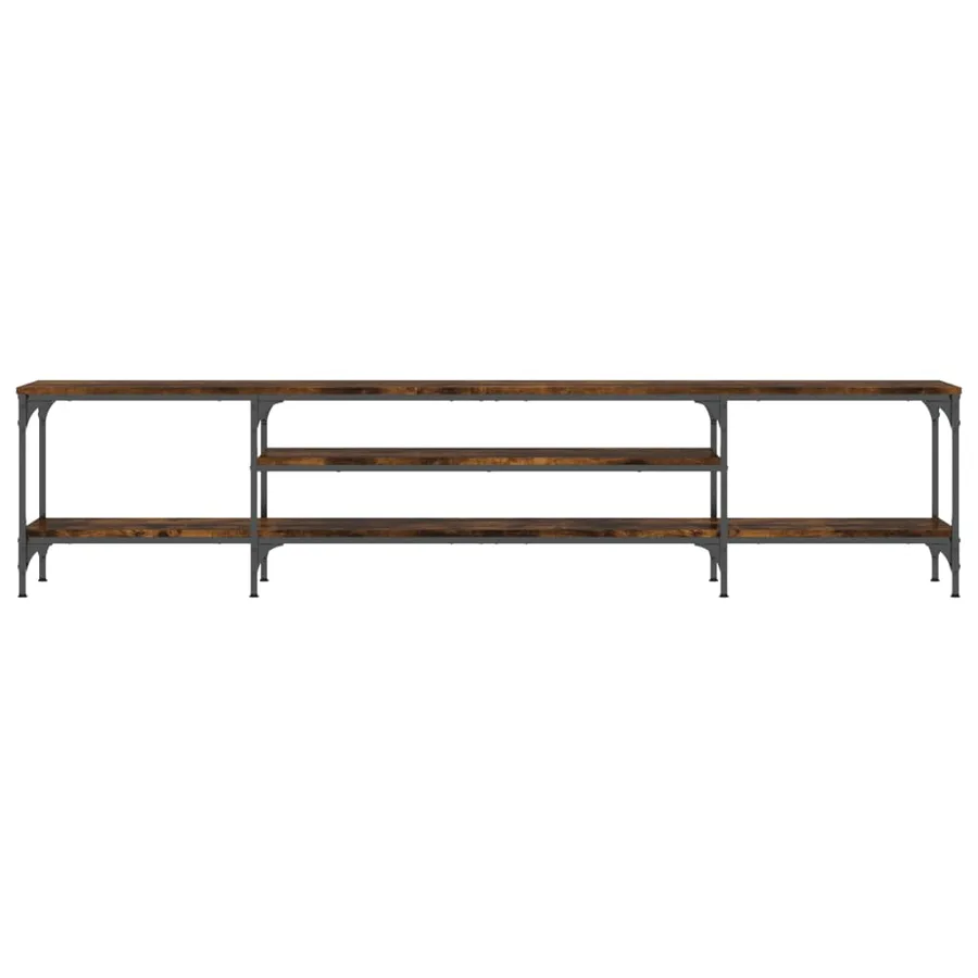 Meuble TV chêne fumé 201x35x45 cm bois d'ingénierie et fer - 4