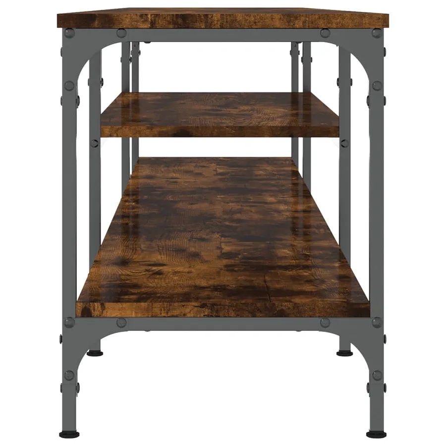 Meuble TV chêne fumé 201x35x45 cm bois d'ingénierie et fer - 5
