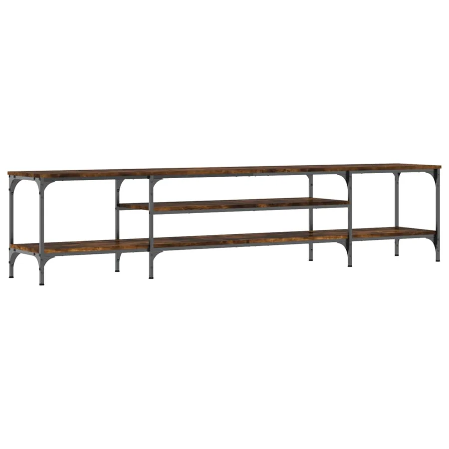 Meuble TV chêne fumé 201x35x45 cm bois d'ingénierie et fer - 6