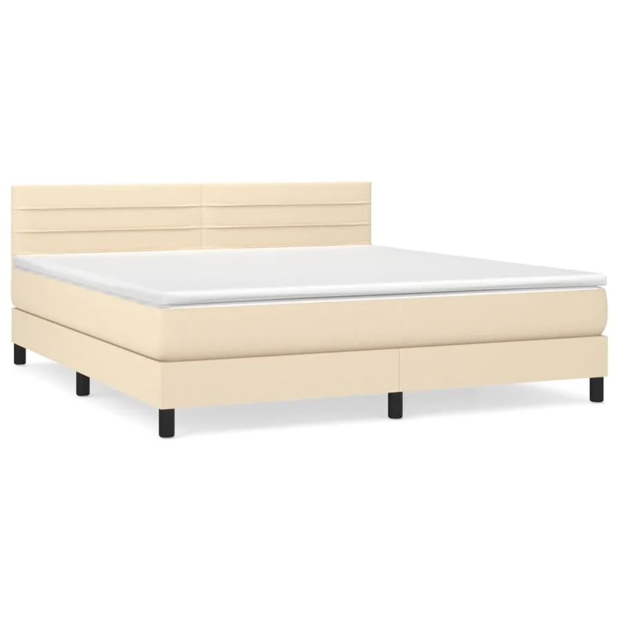 Sommier à lattes de lit avec matelas Crème 180x200 cm Tissu - 2