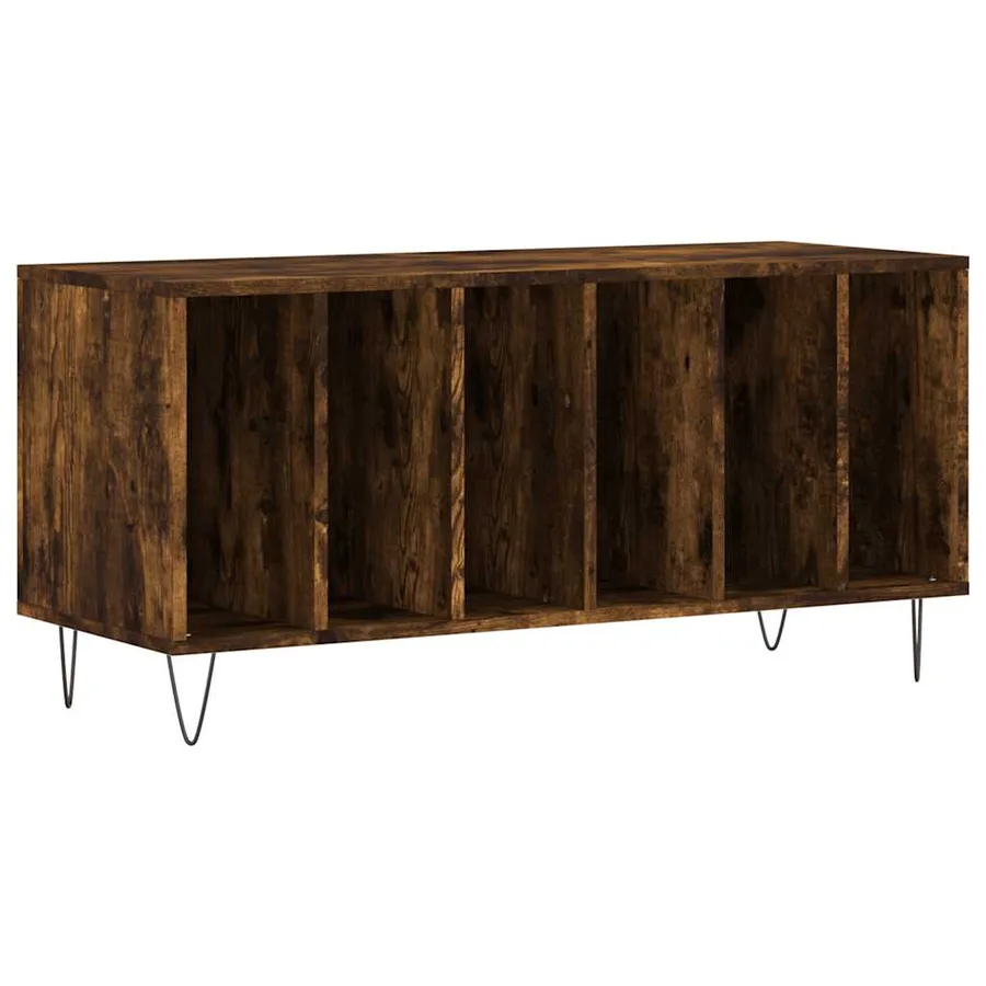 Armoire à disques chêne fumé 100x38x48 cm bois d'ingénierie - 2