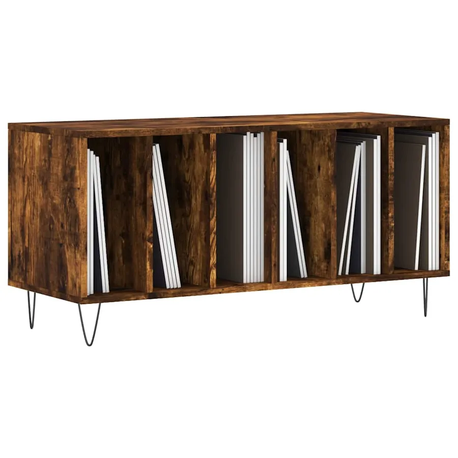 Armoire à disques chêne fumé 100x38x48 cm bois d'ingénierie - 3
