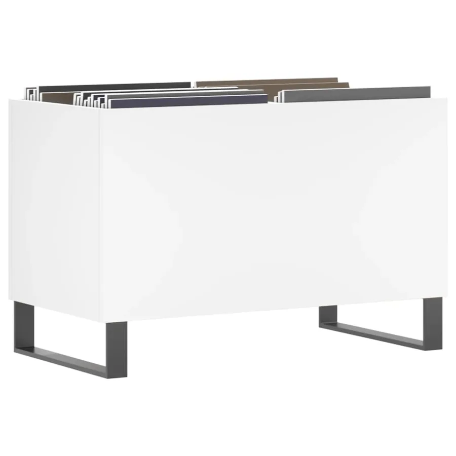 Armoire à disques blanc 74,5x38x48 cm bois d'ingénierie - 3