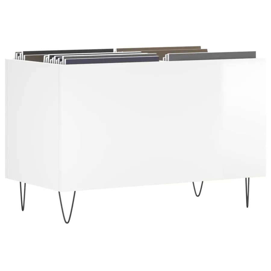 Armoire à disques blanc brillant 74,5x38x48cm bois d'ingénierie - 3